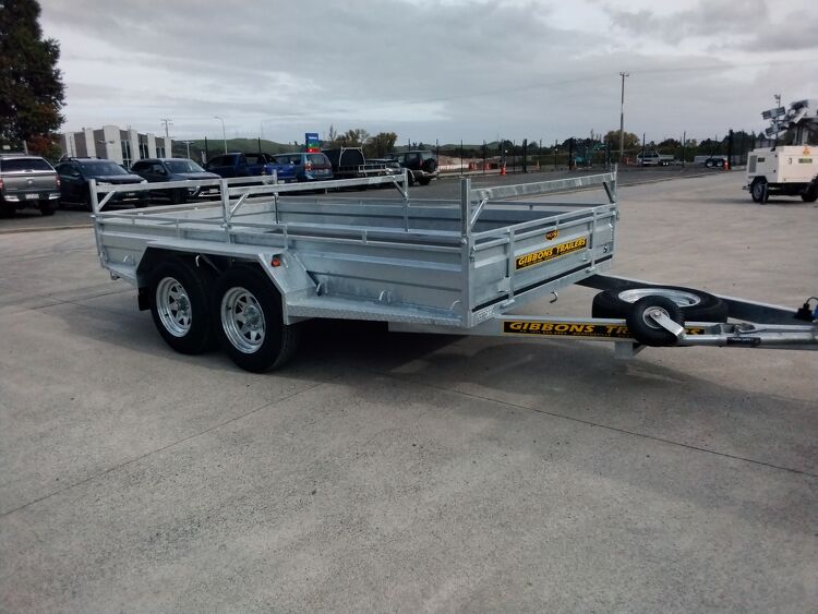 Heavy duty tandem axle galvanised trailer manufactured by Gibbons Engineering for transport and commercial hauling applications.