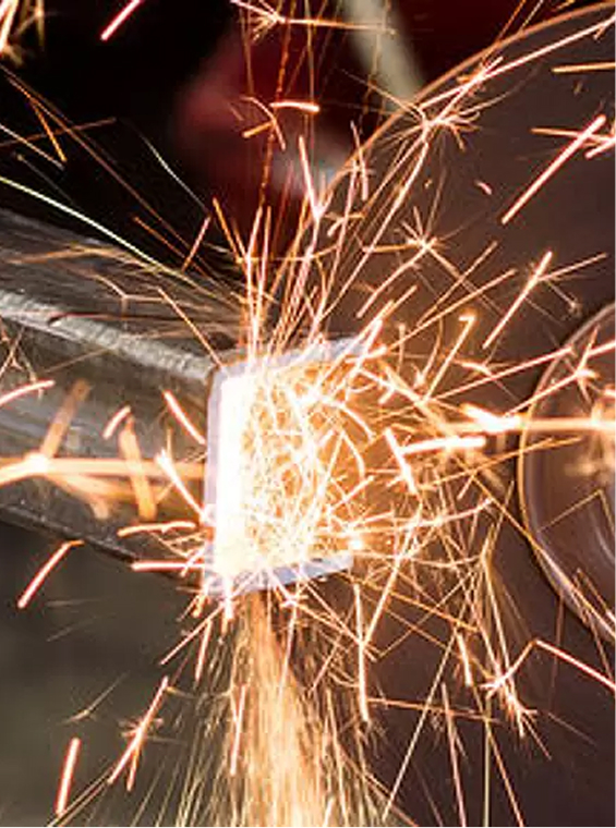 Close up of metal grinding and fabrication work